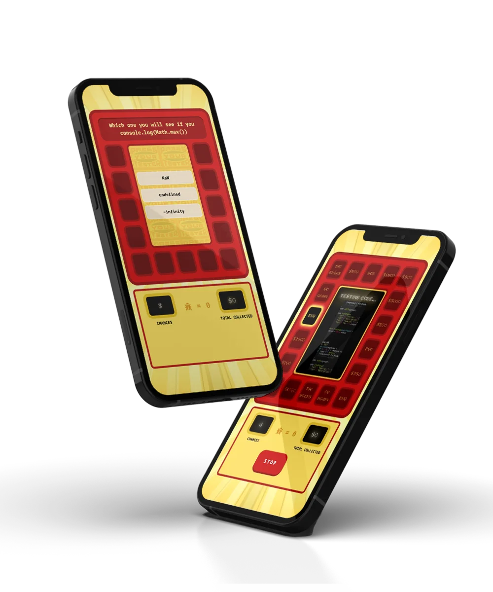 phone mockup of the home page of Press Your Tester Game